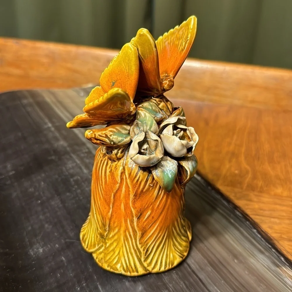 Vintage Ceramic Butterfly Bell Vintage Bohemian Fairy Fantasy Nympth Garden Bell